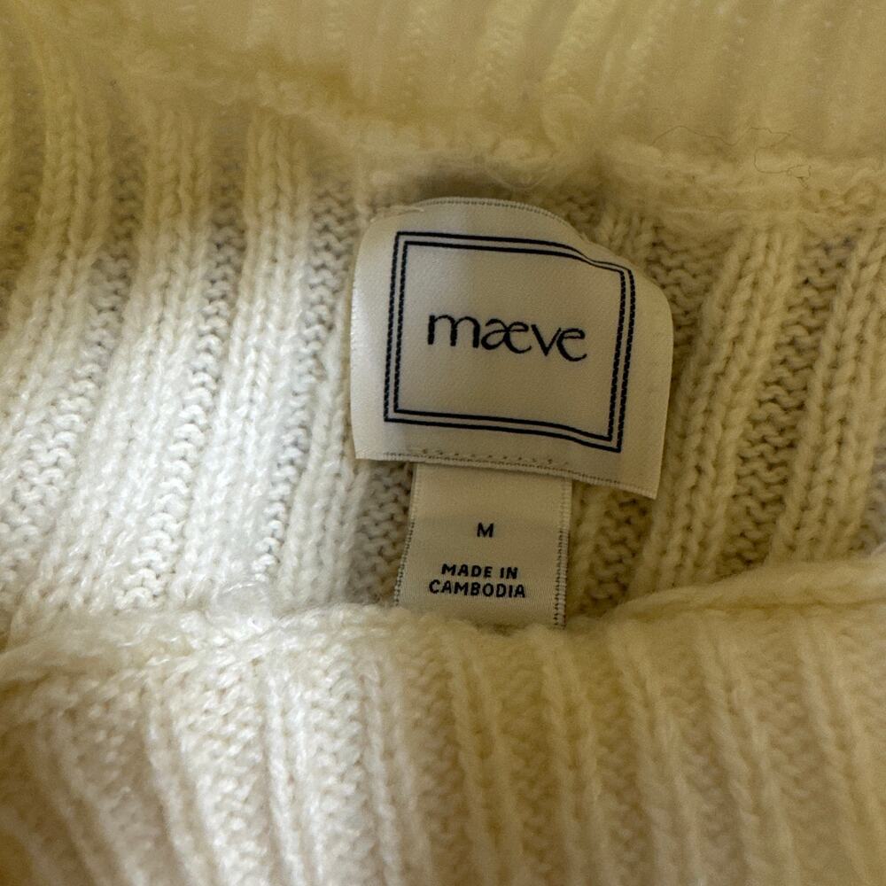 Maeve Cable-Knit Wool Blend Sweater Vest Oversized NWT Small Mock Neck Ivory - Picture 7 of 14